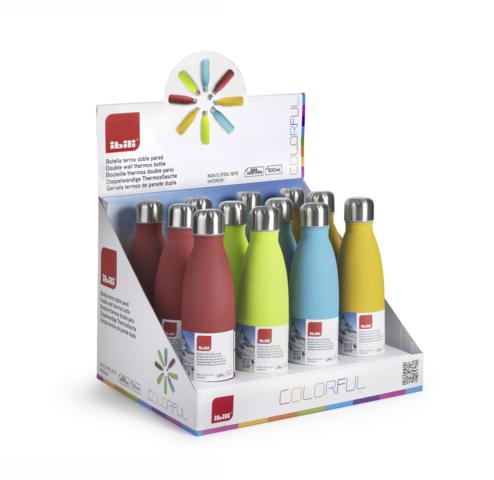 EXPOSITOR 12 BOTELLAS TERMO DOBLE PARED COLORFUL 350 ML                                                                                                     